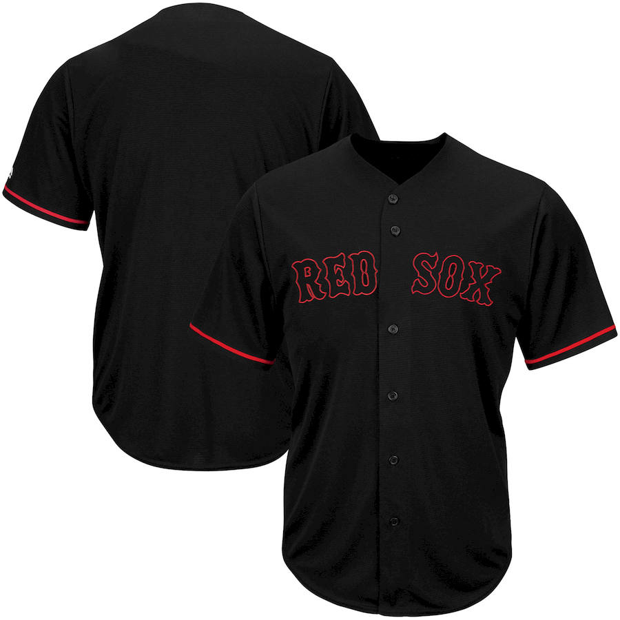 Boston Red Sox Majestic Big & Tall Pop Fashion V-Neck Jersey Black