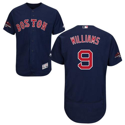 Red Sox #9 Ted Williams Navy Blue Flexbase Authentic Collection 2018 World Series Champions Stitched MLB Jersey