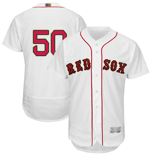 Red Sox #50 Mookie Betts White FlexBase Authentic 2019 Gold Program Cool Base Stitched MLB Jersey