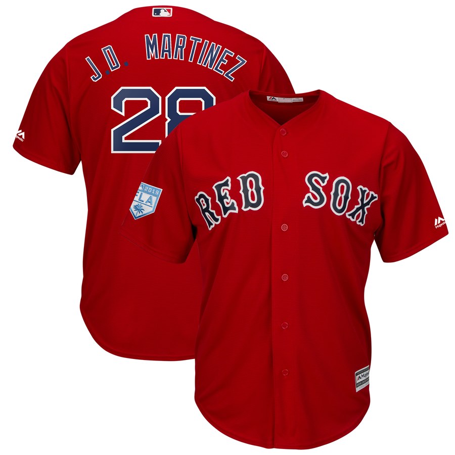 Red Sox #28 J.D. Martinez Red 2019 Spring Training Cool Base Stitched MLB Jersey