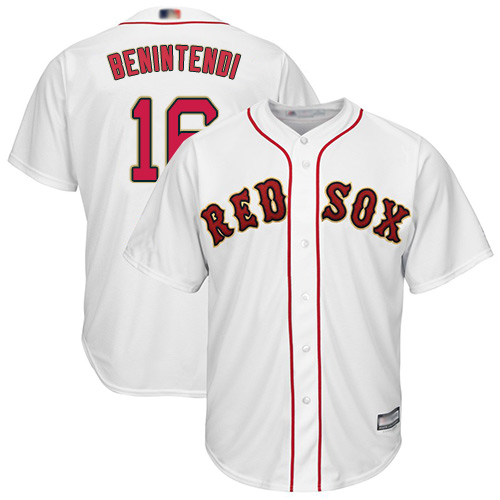 Red Sox #16 Andrew Benintendi White 2019 Gold Program Cool Base Stitched MLB Jersey