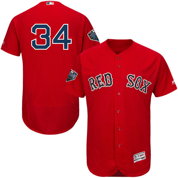 Red Sox #34 David Ortiz Red Flexbase Authentic Collection 2018 World Series Stitched MLB Jersey