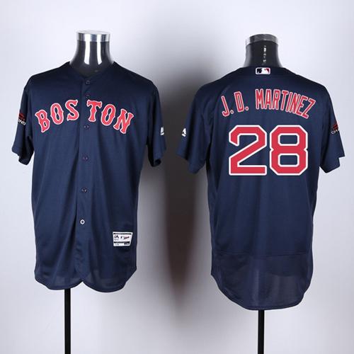 Red Sox #28 J. D. Martinez Navy Blue Flexbase Authentic Collection 2018 World Series Champions Stitched MLB Jersey