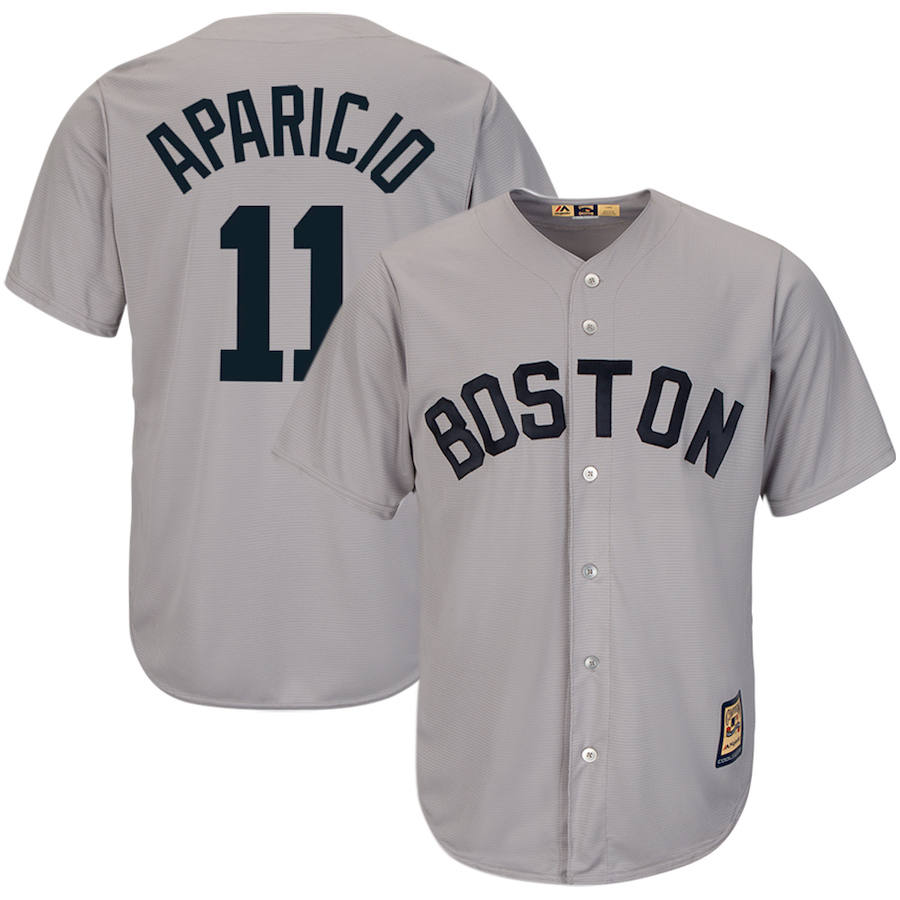Boston Red Sox #11 Luis Aparicio Majestic Cooperstown Collection Cool Base Player Jersey Gray
