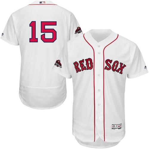 Red Sox #15 Dustin Pedroia White Flexbase Authentic Collection 2018 World Series Champions Stitched MLB Jersey