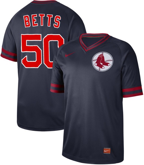 Nike Red Sox #50 Mookie Betts Navy Authentic Cooperstown Collection Stitched MLB Jersey