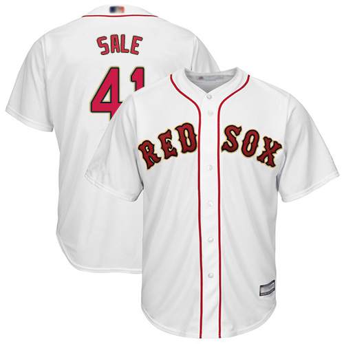 Red Sox #41 Chris Sale White 2019 Gold Program Cool Base Stitched MLB Jersey