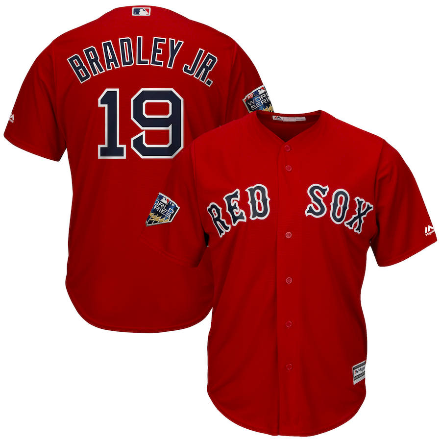 Boston Red Sox #19 Jackie Bradley Jr. Majestic 2018 World Series Cool Base Player Jersey Scarlet