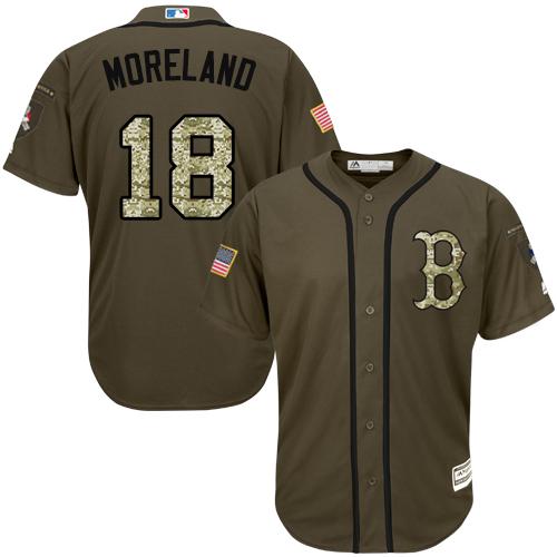 Red Sox #18 Mitch Moreland Green Salute to Service Stitched MLB Jersey