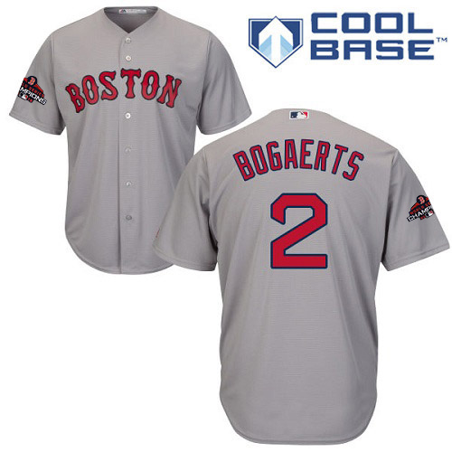 Red Sox #2 Xander Bogaerts Grey New Cool Base 2018 World Series Champions Stitched MLB Jersey