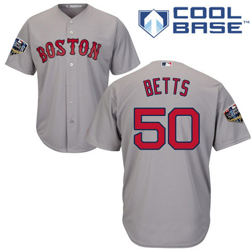 Red Sox #50 Mookie Betts Grey New Cool Base 2018 World Series Stitched MLB Jersey