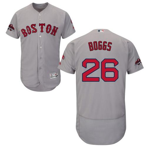 Red Sox #26 Wade Boggs Grey Flexbase Authentic Collection 2018 World Series Champions Stitched MLB Jersey