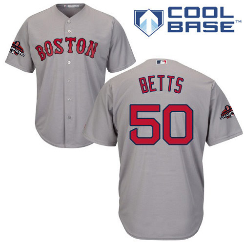 Red Sox #50 Mookie Betts Grey New Cool Base 2018 World Series Champions Stitched MLB Jersey