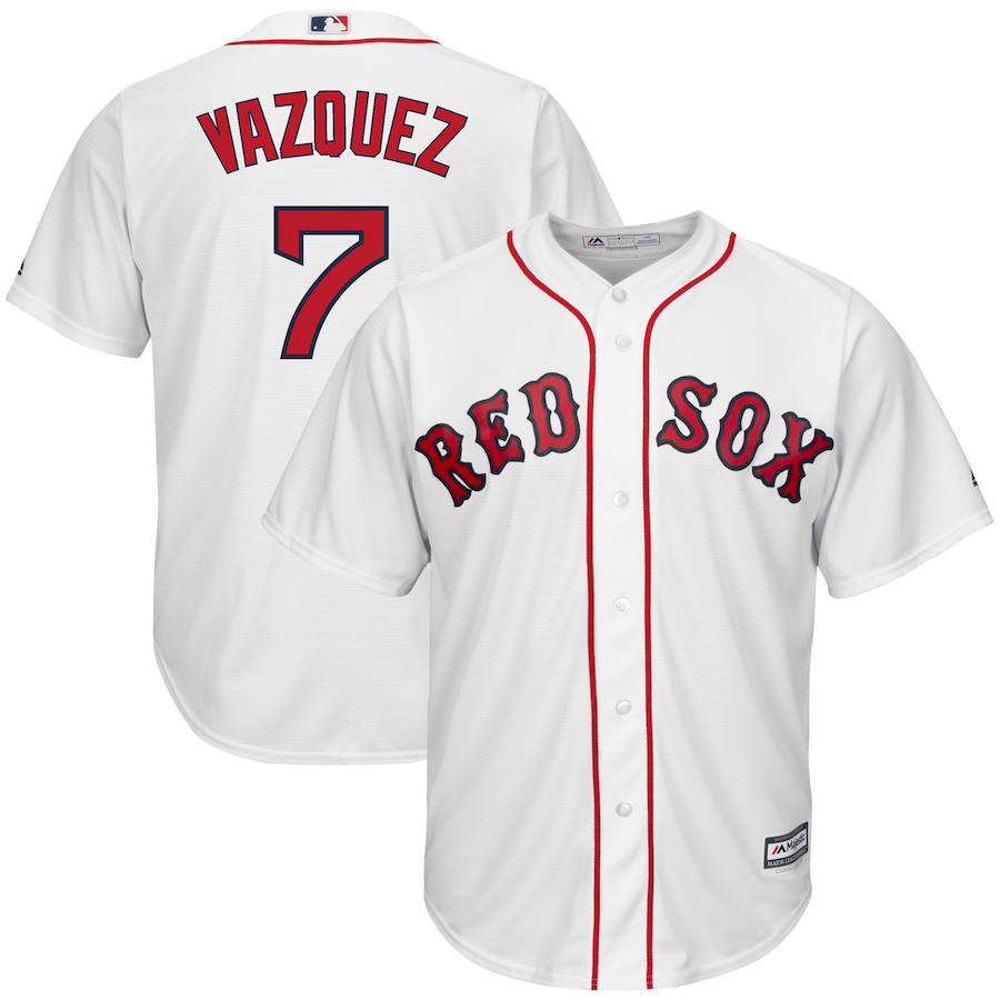 Boston Red Sox #7 Christian Vazquez Majestic Home Cool Base Player Jersey White