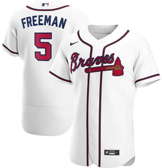 Men's Atlanta Braves #5 Freddie Freeman White MLB Flex Base Stitched Jersey