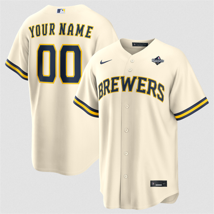 Men's Milwaukee Brewers ACTIVE PLAYER Custom Cream 2026 World Series Cool Base Stitched Baseball Jersey
