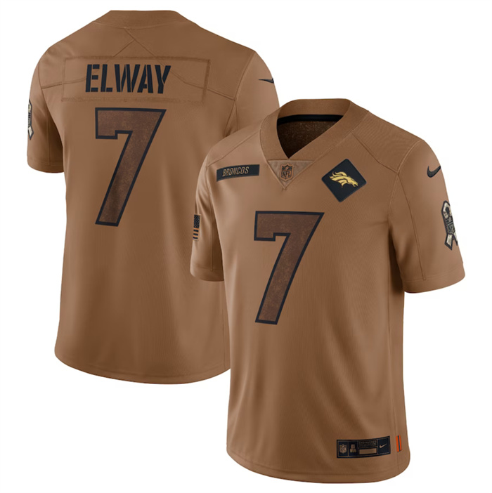 Men's Denver Broncos #7 John Elway 2023 Brown Salute To Service Limited Football Jersey