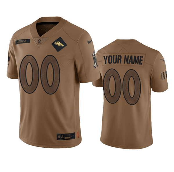 Men's Denver Broncos Active Player Custom 2023 Brown Salute To Service Limited Stitched Football Jersey