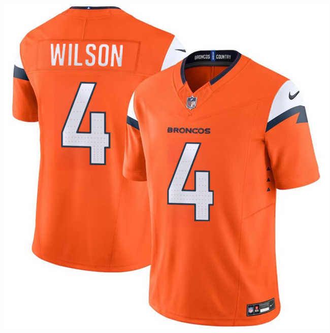 Men's Denver Broncos #4 Zach Wilson Orange 2024 F.U.S.E. Vapor Limited Stitched Football Jersey