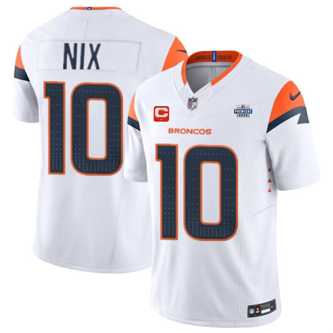 Men's Denver Broncos #10 Bo Nix White 2024 F.U.S.E. With Draft Pacth and 1-Star C Patch Vapor Limited Stitched Football Jersey Men's Denver Broncos #10 Bo Nix White 2024 F.U.S.E. With Draft Pacth and 1-Star C Patch Vapor Limited Stitched Football Jersey
