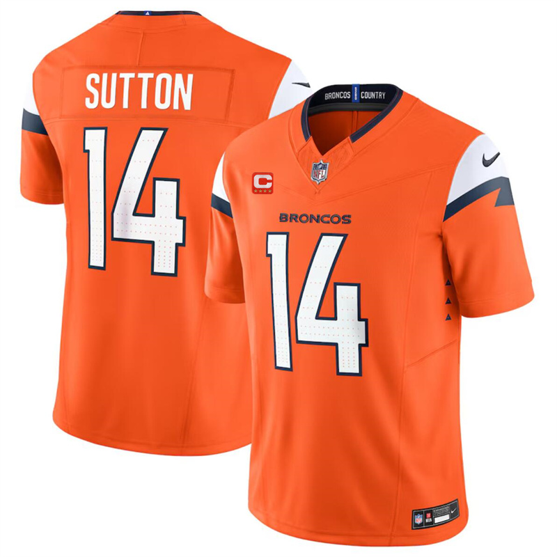 Men's Denver Broncos #14 Courtland Sutton Orange 2024 F.U.S.E. With 4-Star C Patch Vapor Limited Stitched Football Jersey Men's Denver Broncos #14 Courtland Sutton Orange 2024 F.U.S.E. With 4-Star C Patch Vapor Limited Stitched Football Jersey