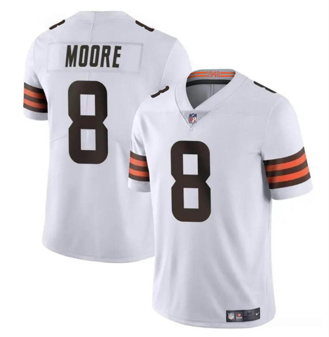 Men's Cleveland Browns #8 Elijah Moore White Vapor Limited Stitched Football Jersey