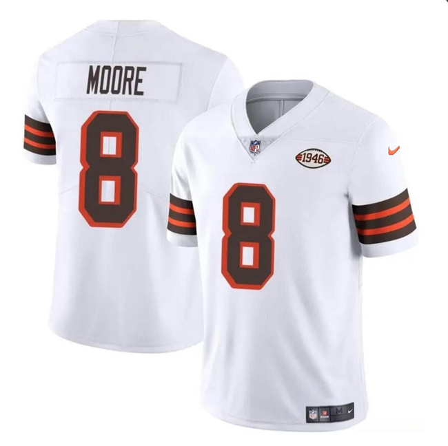 Men's Cleveland Browns #8 Elijah Moore White 1946 Collection Vapor Limited Stitched Football Jersey