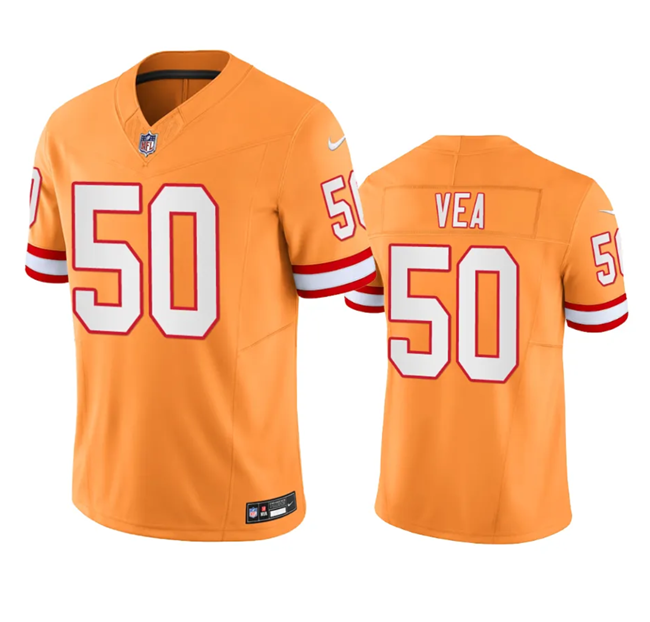Men's Tampa Bay Buccaneers #50 Vita Vea Orange 2023 F.U.S.E. Throwback Limited Stitched Jersey Men's Tampa Bay Buccaneers #50 Vita Vea Orange 2023 F.U.S.E. Throwback Limited Stitched Jersey