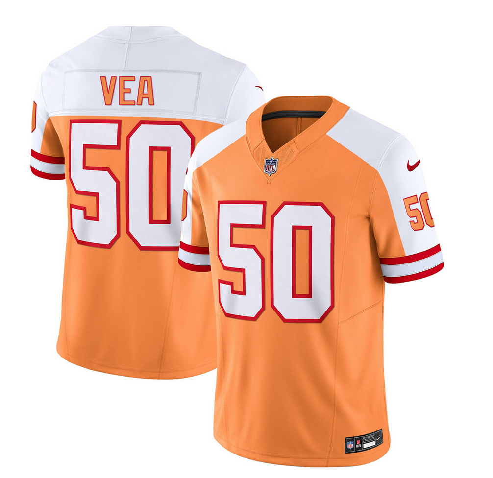 Men's Tampa Bay Buccaneers #50 Vita Vea 2023 F.U.S.E. White/Gold Throwback Limited Stitched Jersey Men's Tampa Bay Buccaneers #50 Vita Vea 2023 F.U.S.E. White/Gold Throwback Limited Stitched Jersey