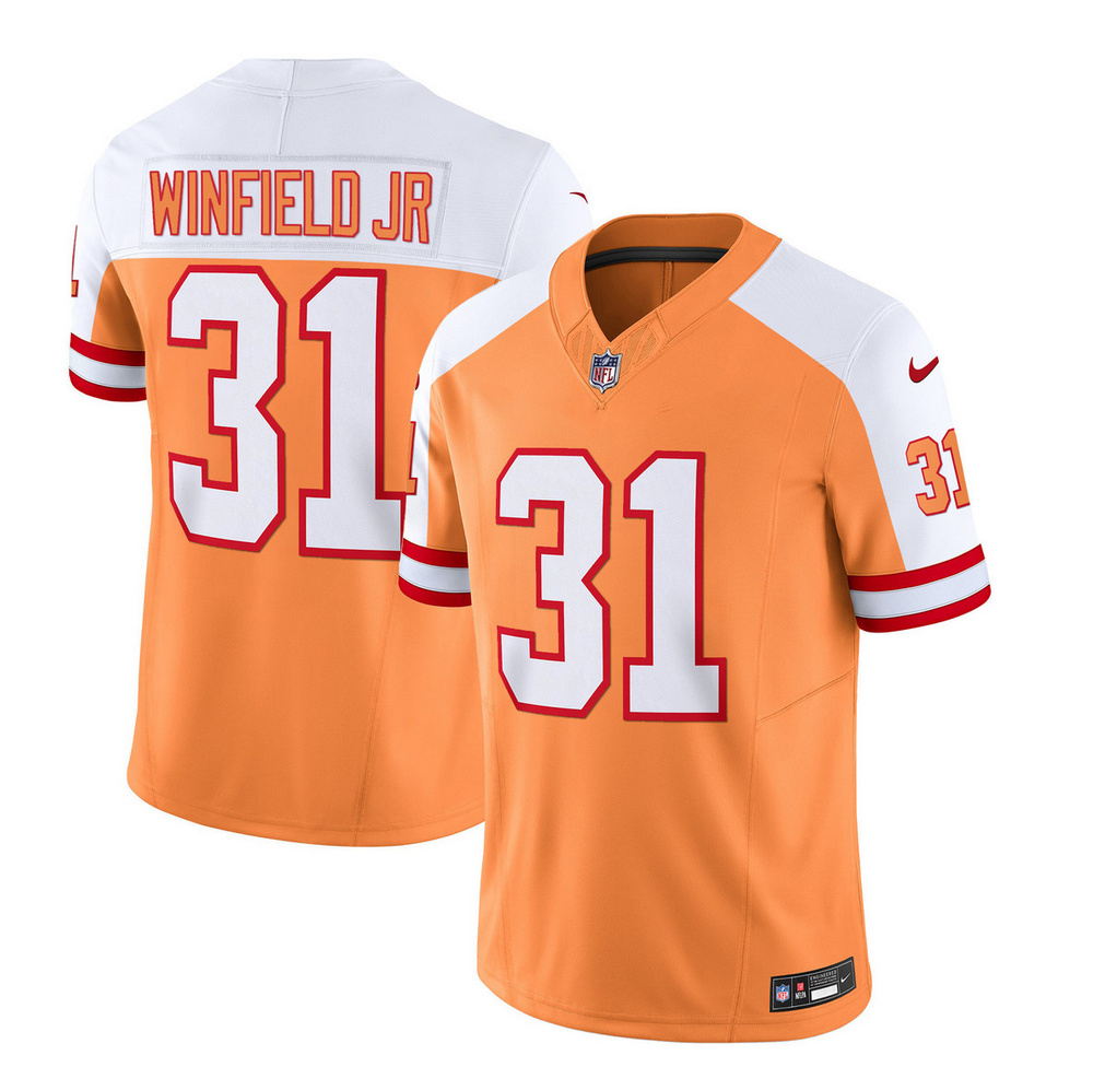 Men's Tampa Bay Buccaneers #31 Antoine Winfield Jr. 2023 F.U.S.E. White/Gold Throwback Limited Stitched Jersey Men's Tampa Bay Buccaneers #31 Antoine Winfield Jr. 2023 F.U.S.E. White/Gold Throwback Limited Stitched Jersey