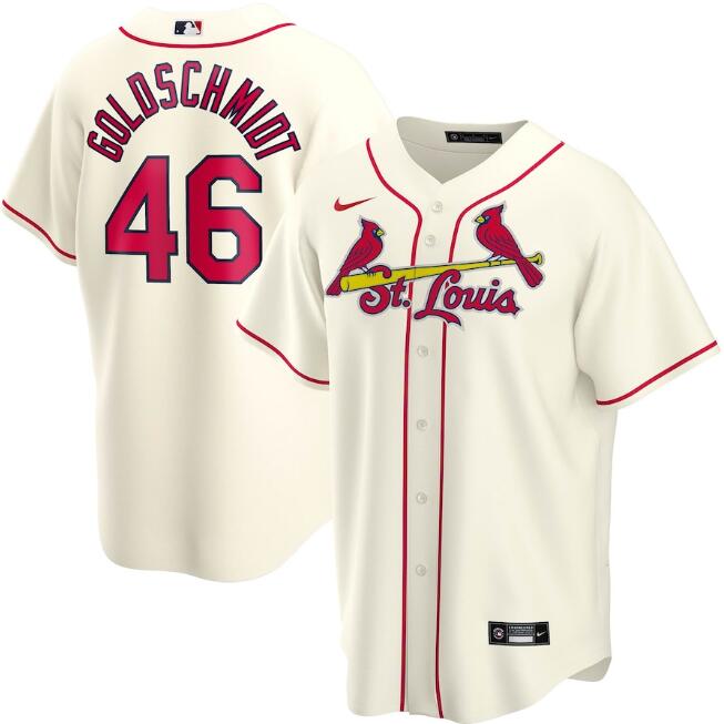 Men's St. Louis Cardinals #46 Paul Goldschmidt Cream MLB Cool Base Stitched Jersey