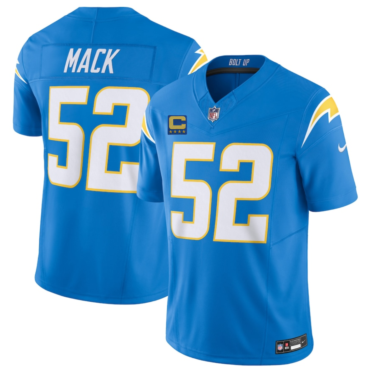 Men's Los Angeles Chargers #52 Khalil Mack Blue 2025 F.U.S.E With 4-Star C Patch Vapor Limited Stitched Football Jersey Men's Los Angeles Chargers #52 Khalil Mack Blue 2025 F.U.S.E With 4-Star C Patch Vapor Limited Stitched Football Jersey