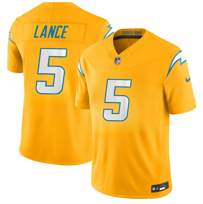 Men's Los Angeles Chargers #5 Trey Lance Gold 2026 F.U.S.E. Alternate Vapor Limited Stitched Football Jersey