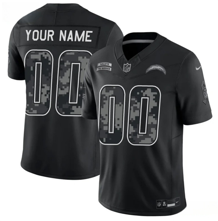 Men's Los Angeles Chargers Active Player Custom Black F.U.S.E. 2026 Salute to Service Limited Stitched Football Jersey