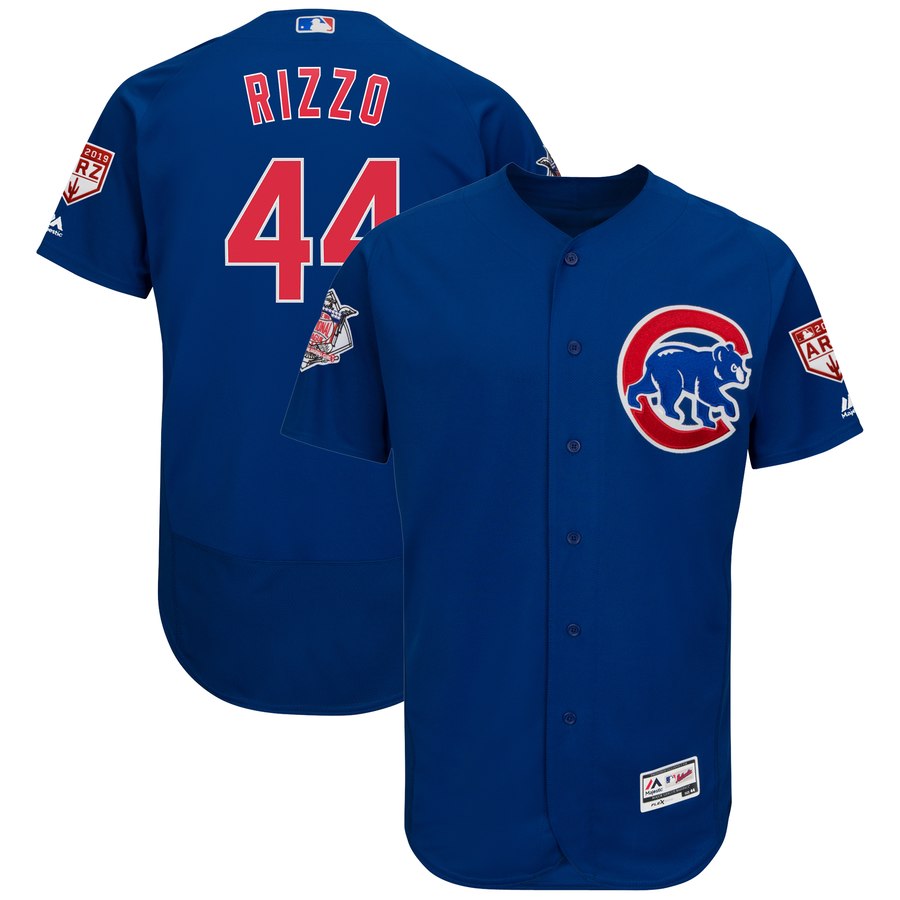 Cubs #44 Anthony Rizzo Blue 2019 Spring Training Flex Base Stitched MLB Jersey