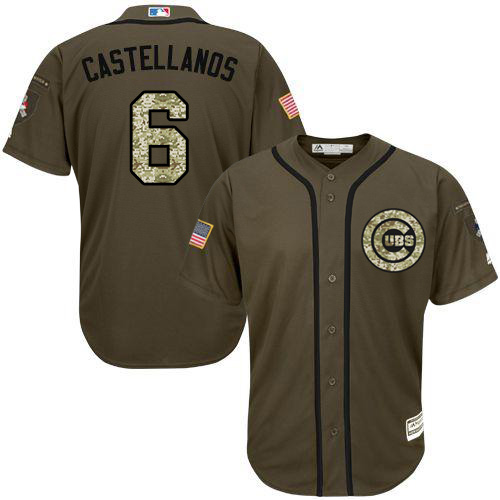 Cubs #6 Nicholas Castellanos Green Salute to Service Stitched MLB Jersey