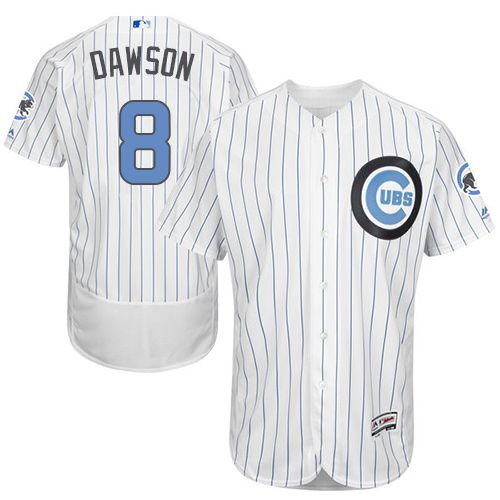 Cubs #8 Andre Dawson White(Blue Strip) Flexbase Authentic Collection Father's Day Stitched MLB Jersey