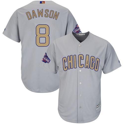Cubs #8 Andre Dawson Grey 2017 Gold Program Cool Base Stitched MLB Jersey