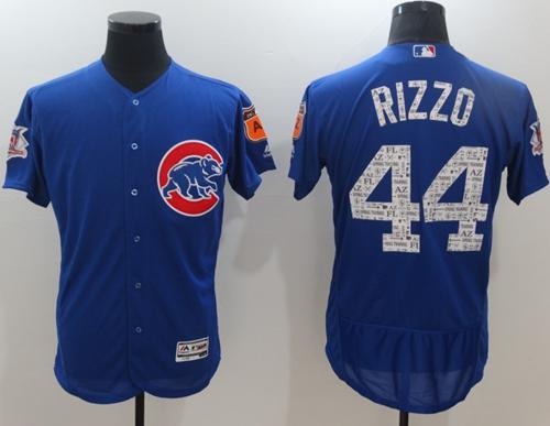 Cubs #44 Anthony Rizzo Blue 2017 Spring Training Authentic Flex Base Stitched MLB Jersey