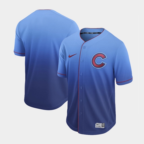 Nike Cubs Blank Royal Fade Authentic Stitched MLB Jersey