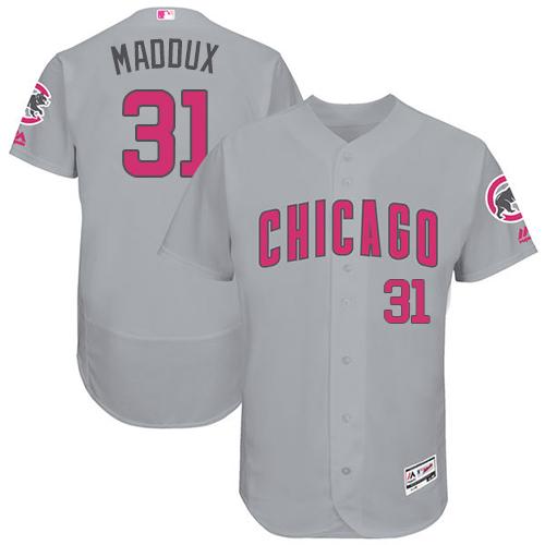 Cubs #31 Greg Maddux Grey Flexbase Authentic Collection Mother's Day Stitched MLB Jersey