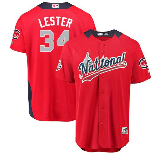 Cubs #34 Jon Lester Red 2018 All-Star National League Stitched MLB Jersey