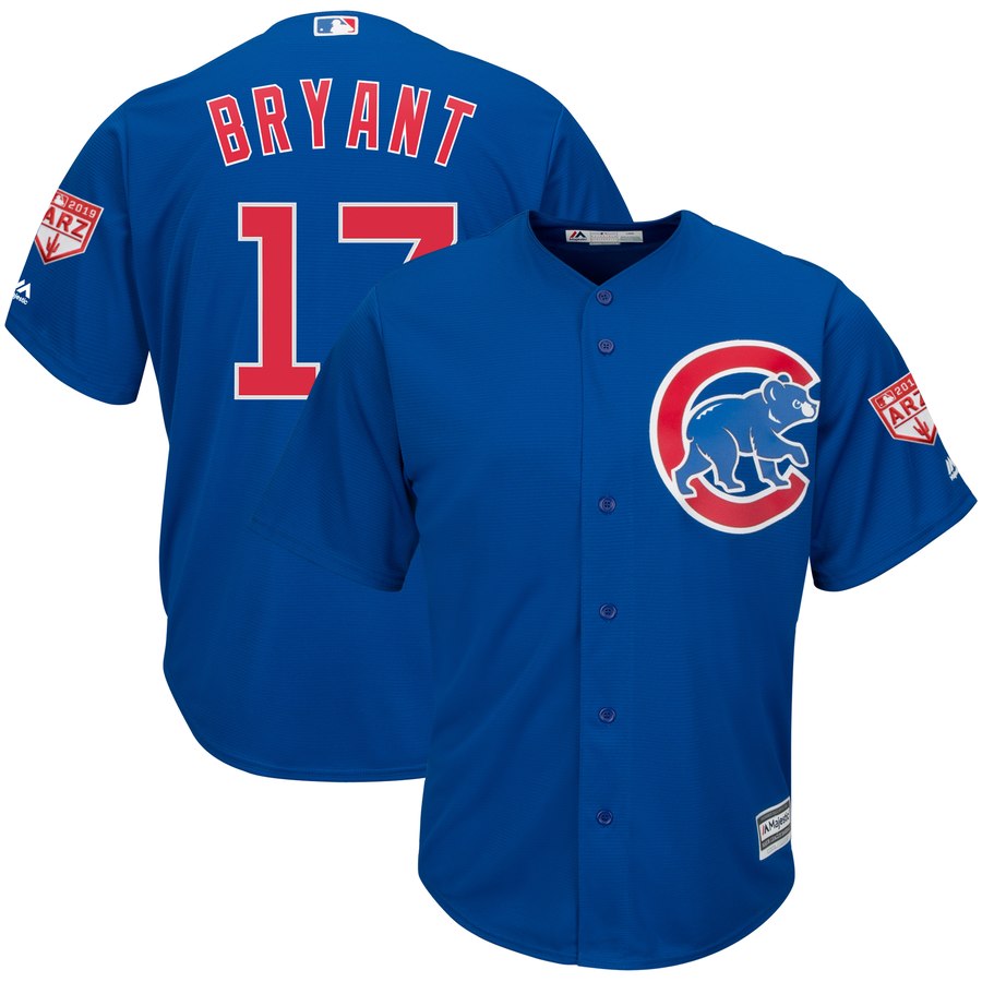 Cubs #17 Kris Bryant Blue 2019 Spring Training Cool Base Stitched MLB Jersey