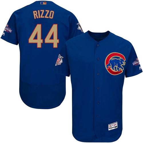 Cubs #44 Anthony Rizzo Blue Flexbase Authentic 2017 Gold Program Stitched MLB Jersey