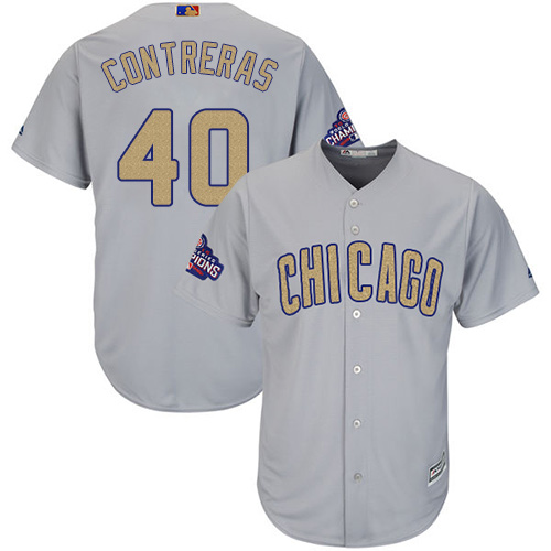 Cubs #40 Willson Contreras Grey 2017 Gold Program Cool Base Stitched MLB Jersey