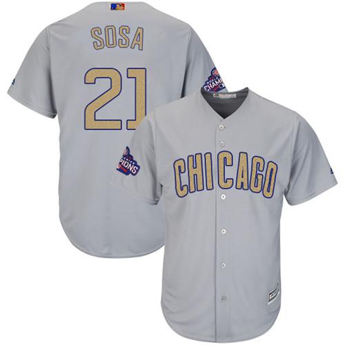 Cubs #21 Sammy Sosa Grey 2017 Gold Program Cool Base Stitched MLB Jersey