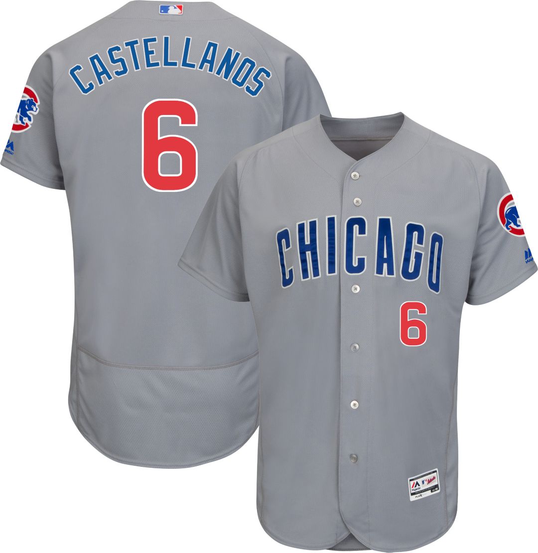 Cubs #6 Nicholas Castellanos Grey Flexbase Authentic Collection Road Stitched MLB Jersey