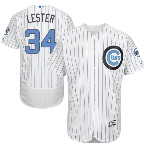 Cubs #34 Jon Lester White(Blue Strip) Flexbase Authentic Collection Father's Day Stitched MLB Jersey