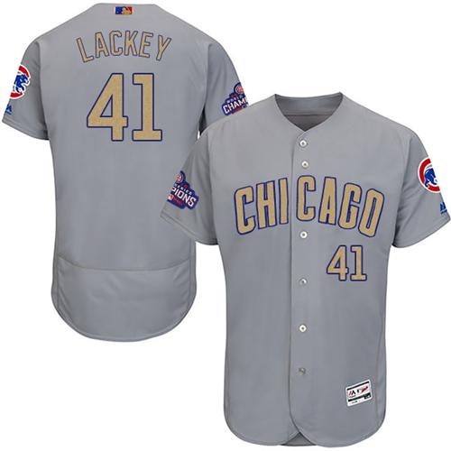 Cubs #41 John Lackey Grey Flexbase Authentic 2017 Gold Program Stitched MLB Jersey