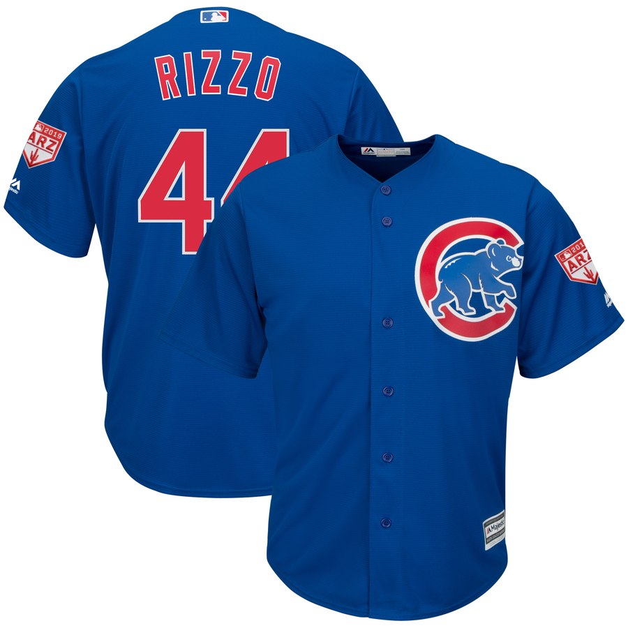 Cubs #44 Anthony Rizzo Blue 2019 Spring Training Cool Base Stitched MLB Jersey